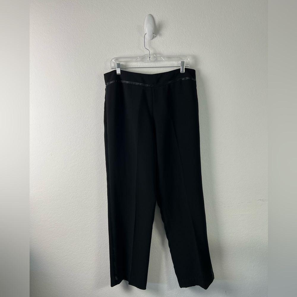 Vintage Z Studio Black Straight Leg Satin Ribbon Tuxedo Pants Formal Party